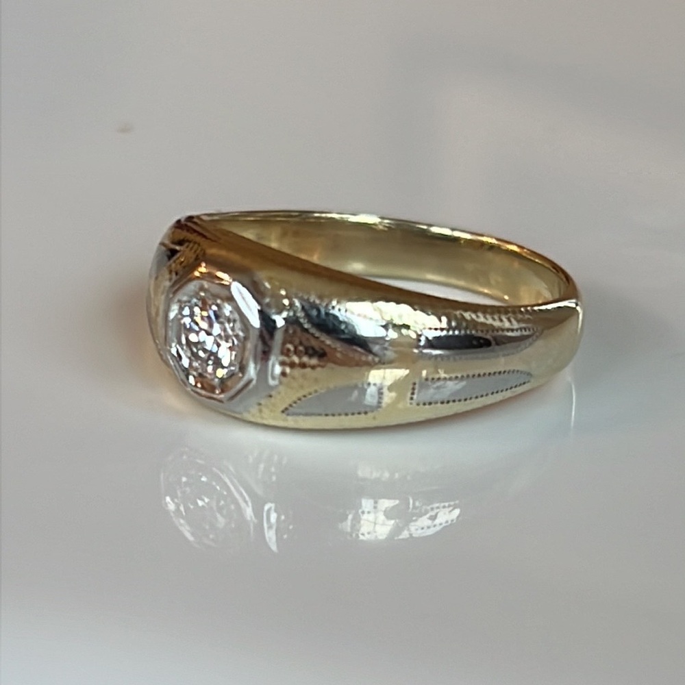 14 karat gold, and 1/3 carat diamond gypsy ring - Picture 7 of 14